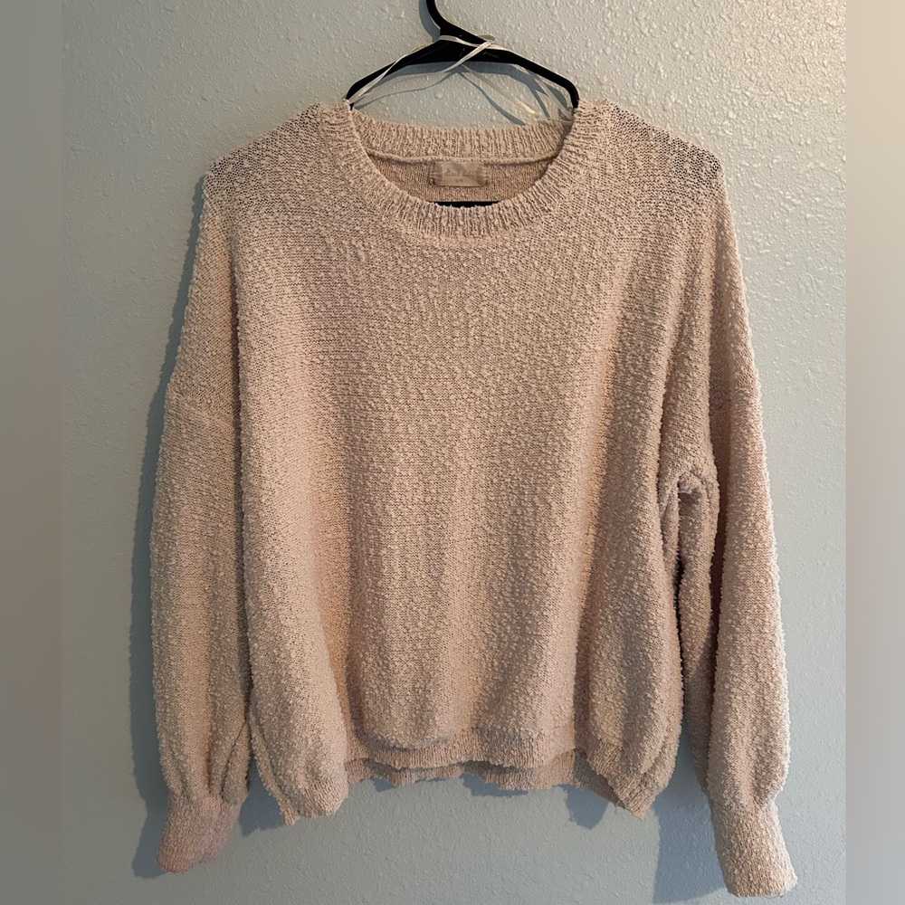 Altar'd State Soft Cream Popcorn Knit Crewneck Sweater